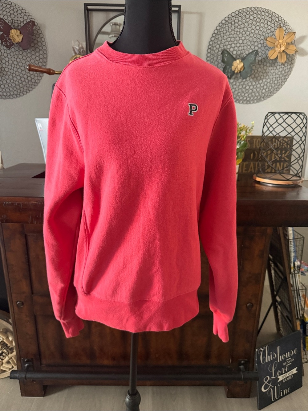 Y2K Victoria Secret Hot Pink College  Crewneck Sweater